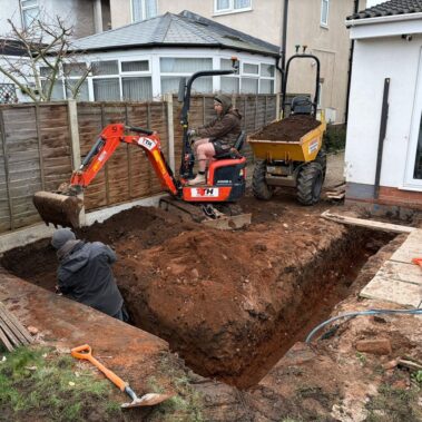 Foundations for Rear house extension construction Worcestershire