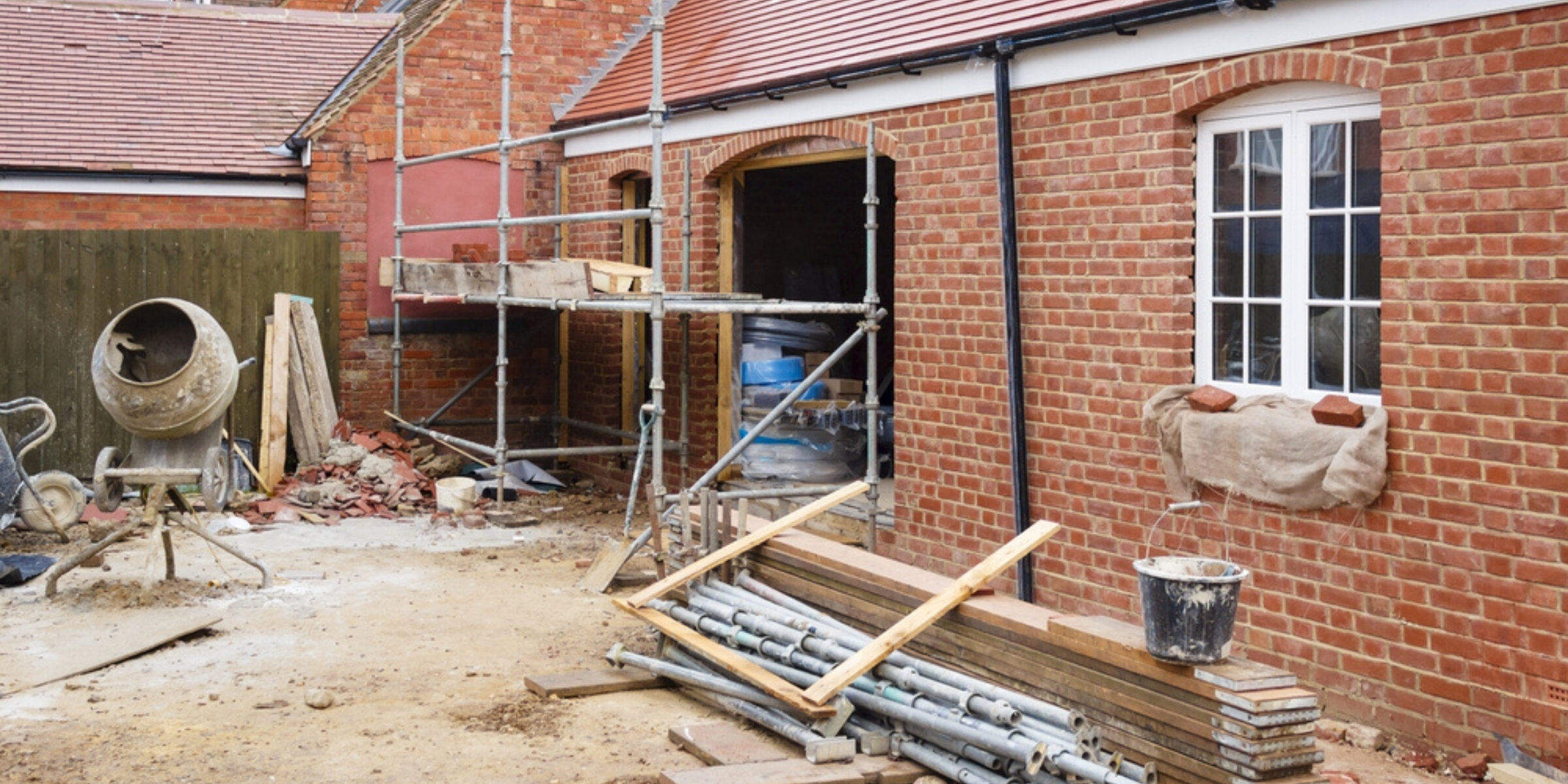 Side house extension built to match existing brickwork and roofline
