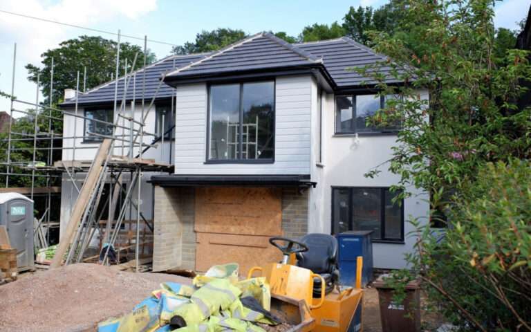 Modern house extension with large windows and natural light