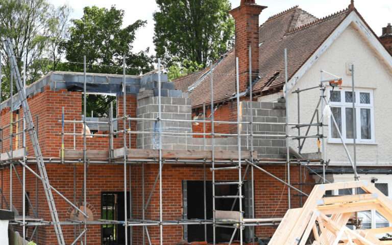 House extension construction work in progress by professional builders